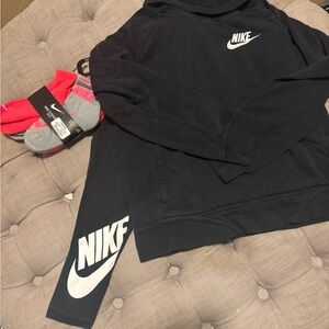 Nike Black Sweatshirt with White Logo and Socks